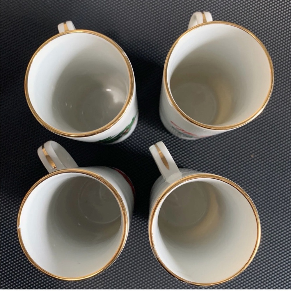 Festive Holiday Mug Set 4 - White with Christmas Designs Fairmont porcelain - Picture 2 of 6